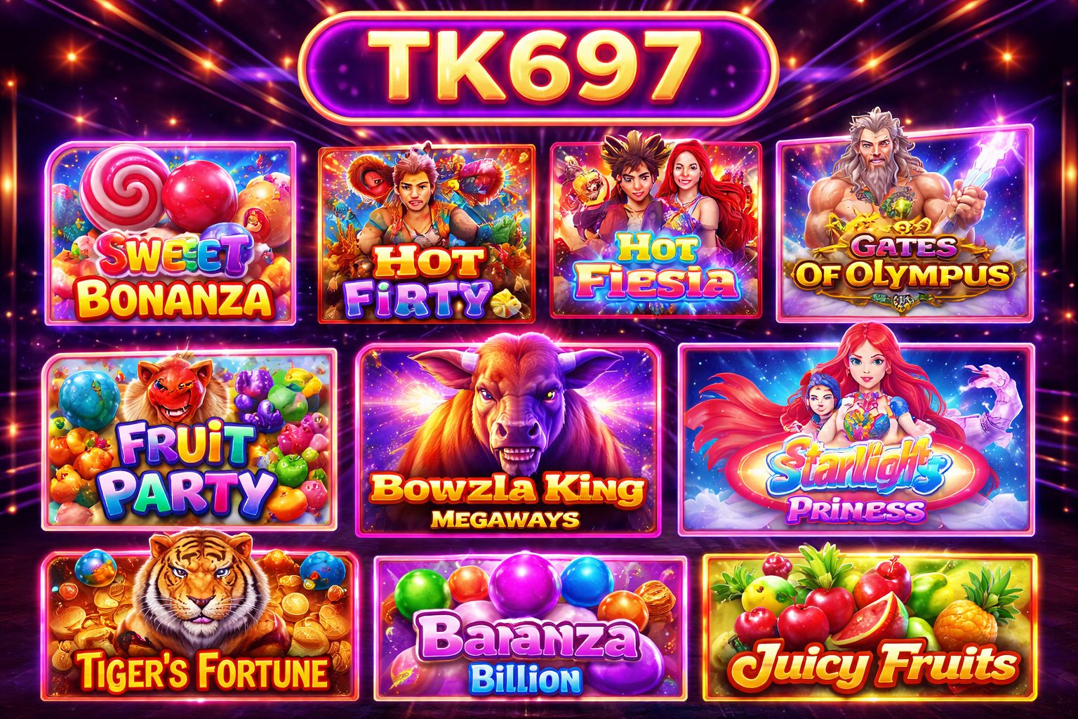 TK697 Slots collection - Sweet Bonanza, Megaways and Progressive Jackpots